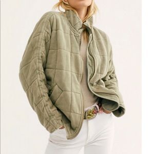Free People Dolman Quilted Knit Jacket - color Pine Slumber
